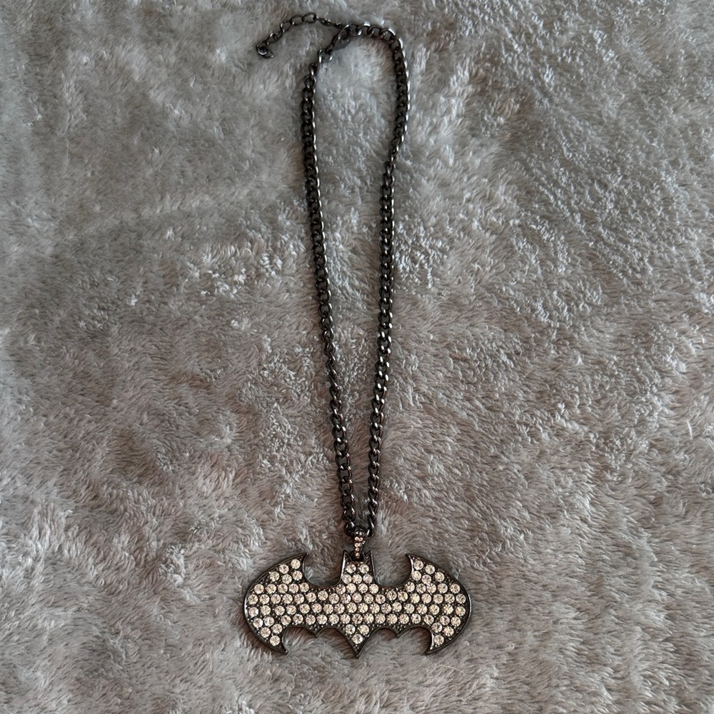 DC Comics Silver Bat Emblem Necklace